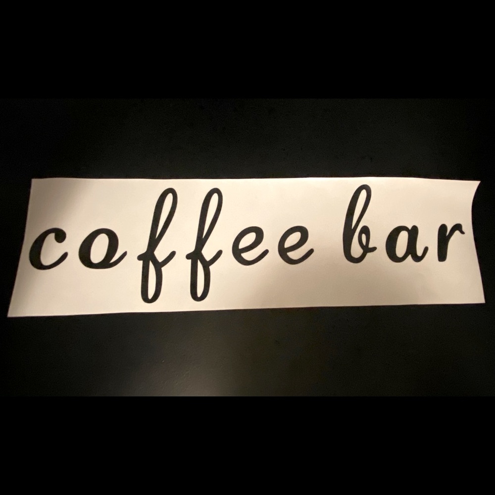 Coffee Bar Black Vinyl Wall Decal 16.5” long